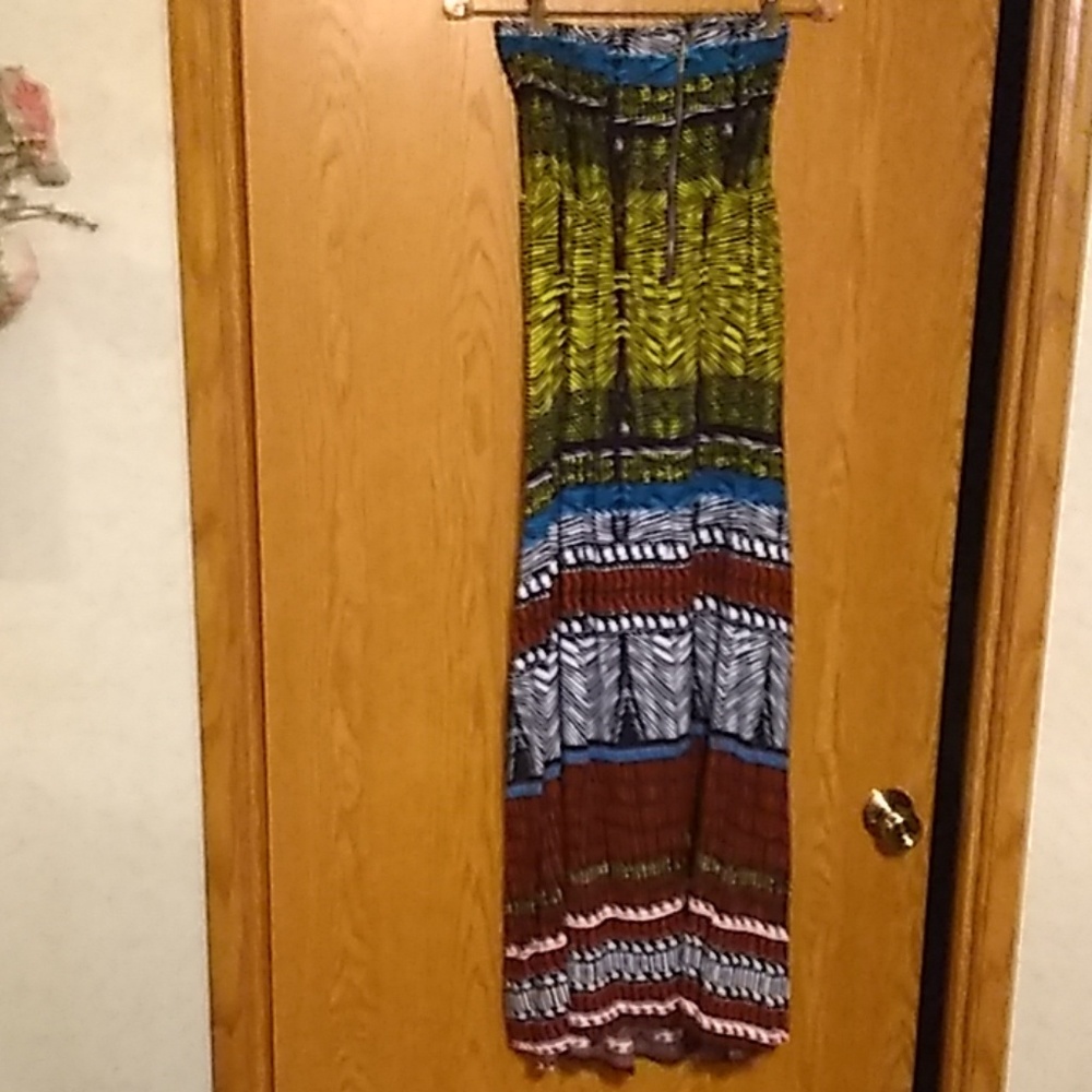 Tube top zip back print dress
